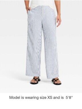 Universal Thread Striped Wide-Leg Linen-Blend Pants